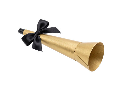 Golden Party Horn With Black Ribbon