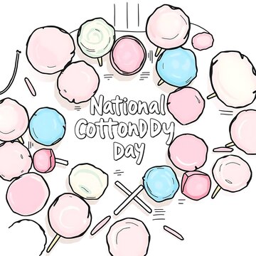 National Cotton Candy Day Celebration with Colorful Pastel Sweet Treats
