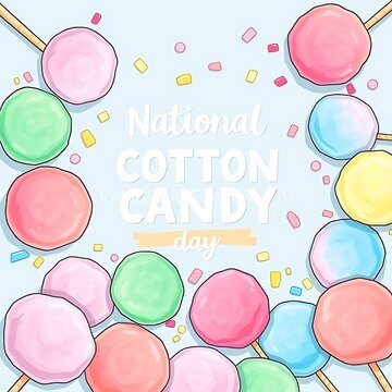 National Cotton Candy Day Celebration with Colorful Pastel Sweet Treats
