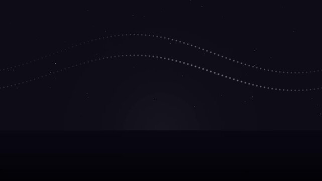 Wavy dotted lines flow across a dark starry night background