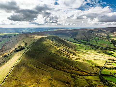 View of Grindslow Knoll from a drone, Hope Valley, Peak District National Park, Derbyshire, High Peak, England, UK