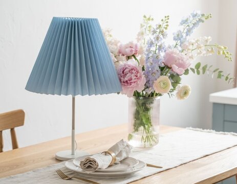 Blue pleated lamp