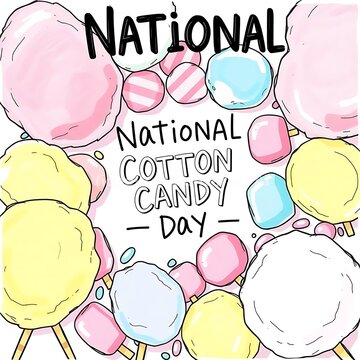 National Cotton Candy Day Celebration with Colorful Pastel Sweet Treats
