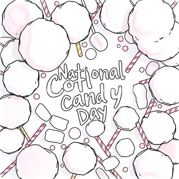 National Cotton Candy Day Celebration with Colorful Pastel Sweet Treats
