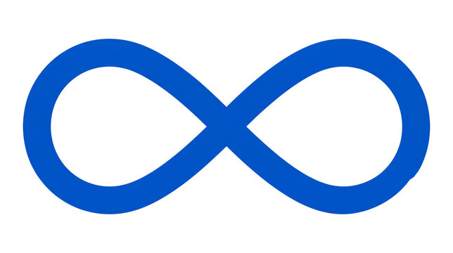 Minimalist blue infinity symbol as a continuous line geometric loop representing eternity and limitless connection