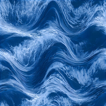 Polished Indigo Wave Crests Seamless Pattern