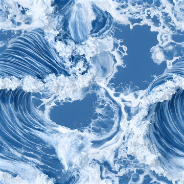 Textured Indigo Wave Crests Seamless Pattern