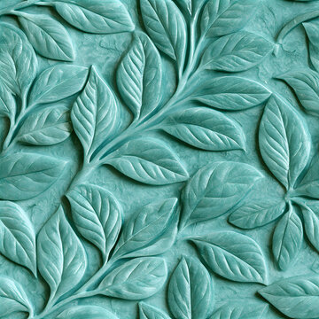 Textured Jade Carved Leaves Seamless Pattern