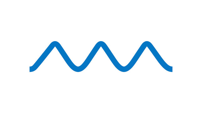 Minimalist blue wavy line design element with a thick geometric stroke on a plain background