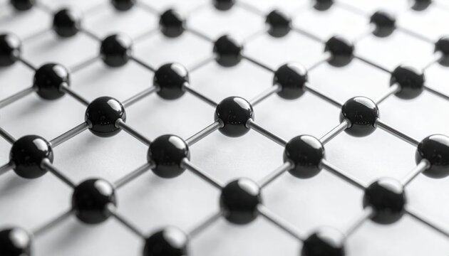 Abstract network of black spheres connected by thin lines.