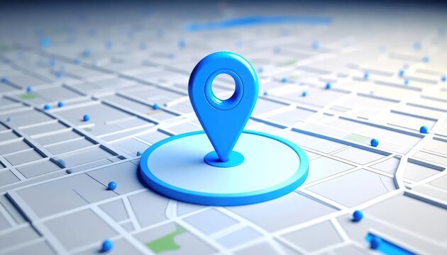 Blue Location Pin on Detailed Map for Navigation.