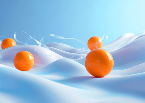 A brightly colored spherical object is moving along blue lava waves.