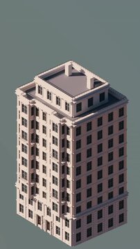 Multistory building assembles piece by piece.