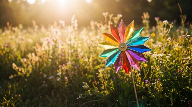 A spinning rainbow pinwheel captures joy and playfulness, symbolizing the vibrant spirit of International Children's Day