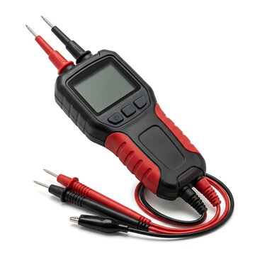 Black and red digital car diagnostic tool with clamp meter cables for