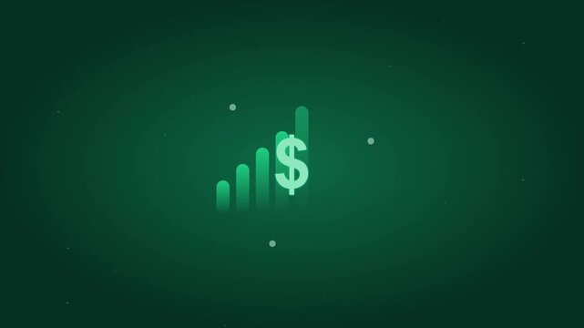 Glowing green dollar sign with rising bar chart for financial growth