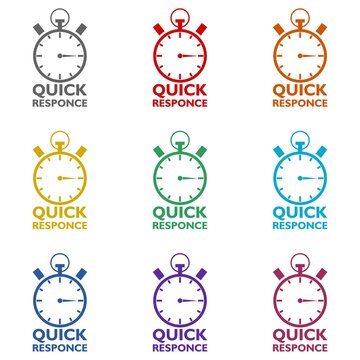 Quick response sign icon isolated on white background. Set icons colorful