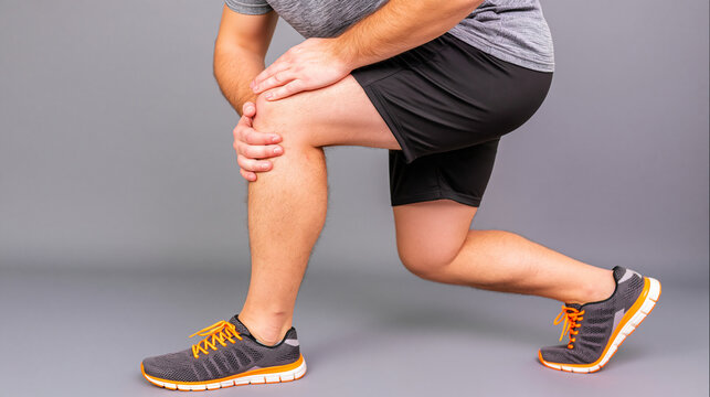 Man holding his knee in pain after suffering a sports injury while exercising