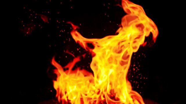 Crackling campfire flames under a starry night sky for camping videos outdoor adventures relaxation channels and cozy wilderness scenes
