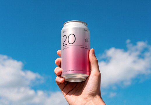 Soda Can In Sky Mockup For Branding And Merchandise Design