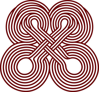 Abstract Maroon Celtic Knot Design with Parallel Lines on White Background
