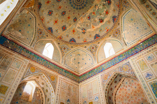 Kok Gumbaz Mosque ornament interior, Shahrisabz