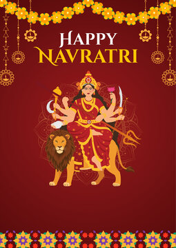 Navaratri Red Yellow and Orange Traditional Greeting Poster