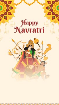 Navaratri Red Yellow and Orange Traditional Greeting Poster Story
