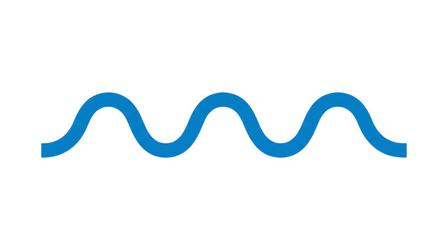 Minimalist blue sinusoidal wave line illustration featuring a smooth rhythmic curve on a plain background for abstract graphic design