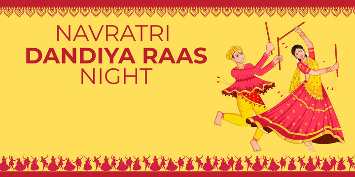 Navaratri Yellow and Red Illustrative Greeting Poster