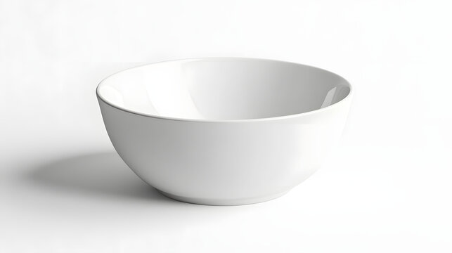 White Ceramic Bowl Isolated on Light Gray Background