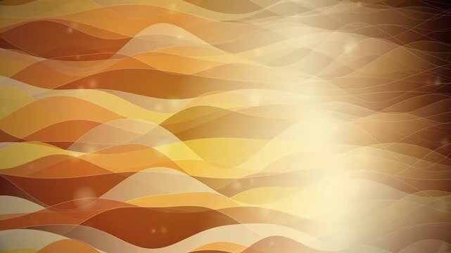 Abstract golden waves background with sparkling light and bokeh effects.