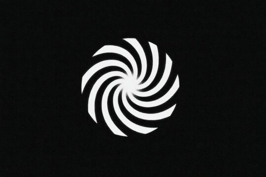 A white spiral logo on a black background creating a striking contrast between the two colors. the logo is in the center of the with the black background providing a stark contrast to the white of.