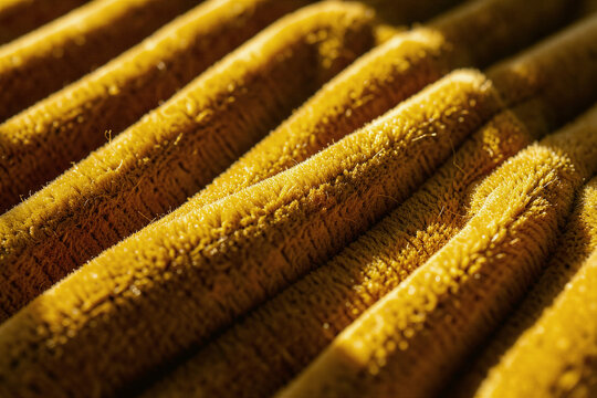 x-default Macro Close Up of Rich Amber Gold Wide Wale Corduroy Fabric