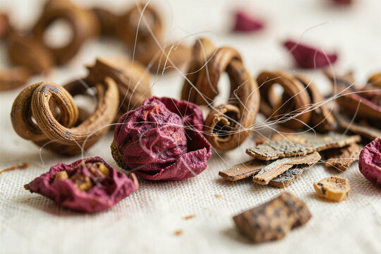 x-default Rustic Autumn Potpourri of Cedar Shavings and Rosehips Macro