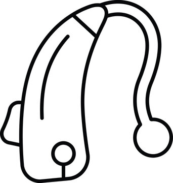 Hearing aid device icon outline illustration for ear health with auditory technology deafness healthcare acoustic