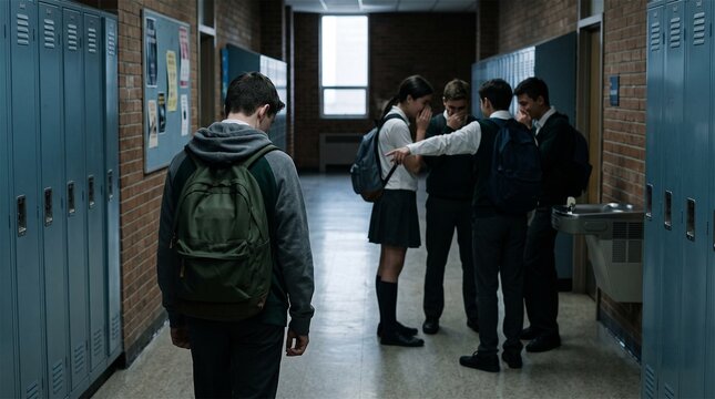 School bullying exclusion, lonely student, peer pressure