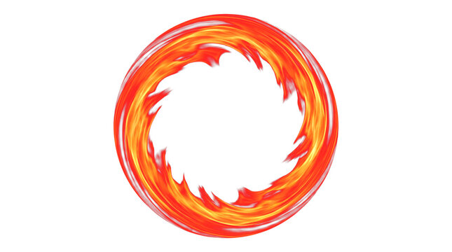 Vibrant orange fire ring isolated on transparent background, dynamic flame loop for design