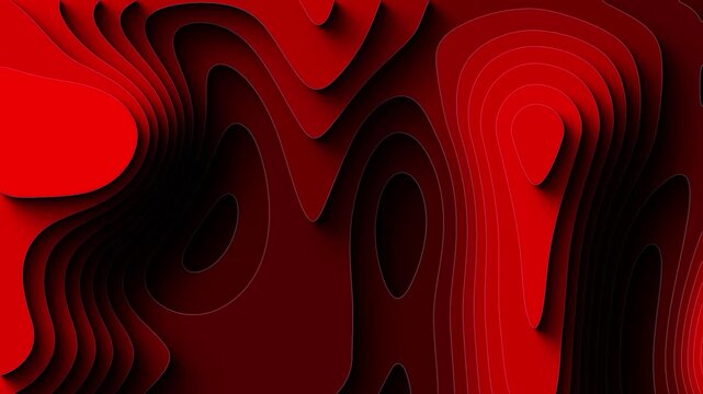 Abstract red layered topographic paper cut motion background