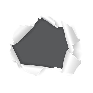 Torn white paper hole frame isolated on transparent background