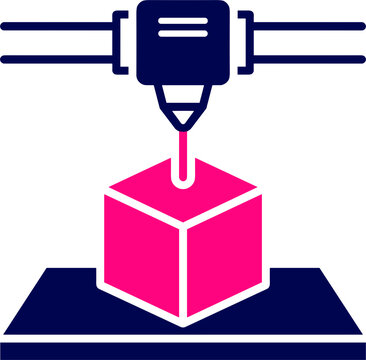 3d printer extruding a pink cube icon