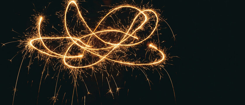 Sparkler Light Trails Vector Background New Year Celebration Gold