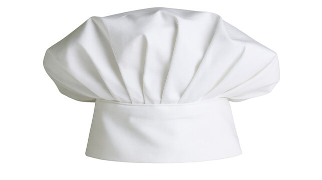White chef s toque hat with pleats, isolated on transparent background