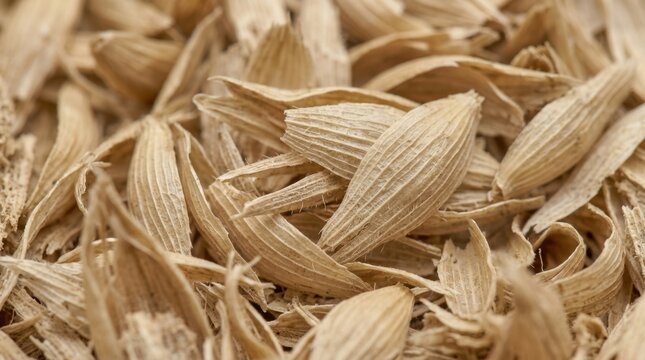 Macro photography of oat husk texture. Detailed agricultural grain chaff