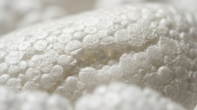 Packaging foam peanut shipping material macro photography. White polystyrene texture