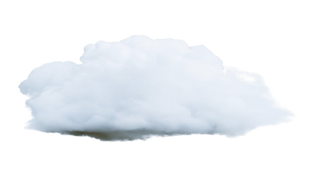 Fluffy white cumulus cloud, isolated on transparent background