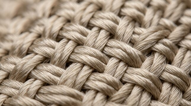 Macro photography of beige viscose fabric woven texture. Close up textile threads