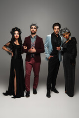 Obraz premium Multicultural friends celebrate Halloween with creative costumes and joy