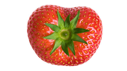 Ripe red strawberry with green stem and seeds, isolated on transparent background © Martina