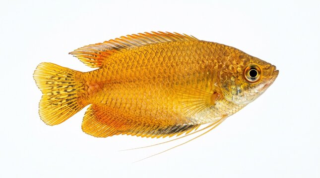 Golden honey gourami fish isolated on white background